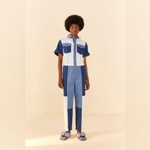 Farm Rio Cutwork Denim Jumpsuit 32 / XL